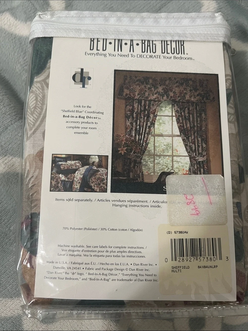 BRAND NEW Bed-In-A-Bag Extras Floral Unlined Rod Pocket Drapes - Green & Cream